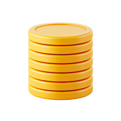 Stack of Yellow Round Discs 3D Render Isolated on Transparent Background