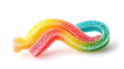 Obraz premium Tasty rainbow sour belt isolated on white