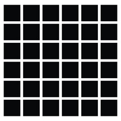 Black fill, no stroke. Square divided in 36 parts, into ninths. 6x6 grid. Isolated  illustration, white background. Asset for overlay, montage, collage, presentation. Business&nbsp;concept.&nbsp;EPS&nbsp;20&nbsp;. 