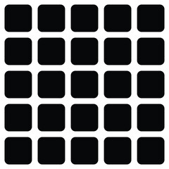 Black fill, no stroke. Square divided in 36 parts, into ninths. 6x6 grid. Isolated  illustration, white background. Asset for overlay, montage, collage, presentation. Business concept. EPS 20 . 