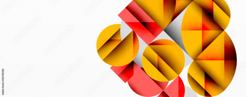 Aufkleber Abstract geometric composition. Overlapping shapes create dynamic visual interest. Warm colors dominate design. Minimalist aesthetic.