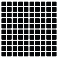 Black fill, no stroke. Square divided in 36 parts, into ninths. 6x6 grid. Isolated  illustration, white background. Asset for overlay, montage, collage, presentation. Business concept. EPS 20 . 