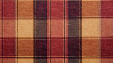 Classic plaid fabric pattern in warm tones, high detail, perfect for textile and fashion backgrounds