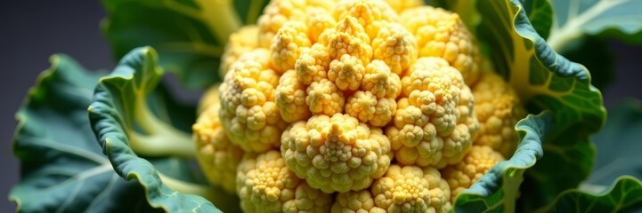 Close-up of vibrant cauliflower with intricate mold designs, Food, vibrant