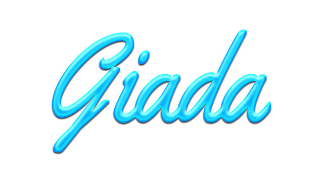 Glowing blue effect of name Giada on white background.