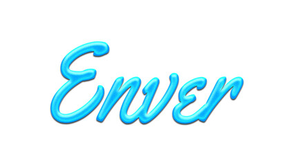 Glowing blue effect of name Enver on white background.