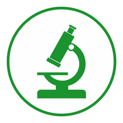 Green Microscope Icon Medical Science Laboratory Research In Circle Symbol