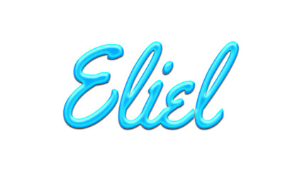 Glowing blue effect of name Eliel on white background.
