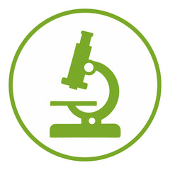 Green Microscope Icon In Circle For Science Research And Laboratory Studies