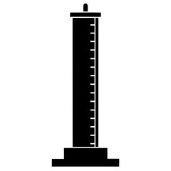 Black Silhouette Of Laboratory Graduated Cylinder For Measuring Liquid Volume And Science Experiment