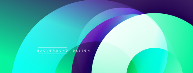 Abstract colorful overlapping circles create dynamic gradient background. Modern design, vibrant hues, smooth transitions.