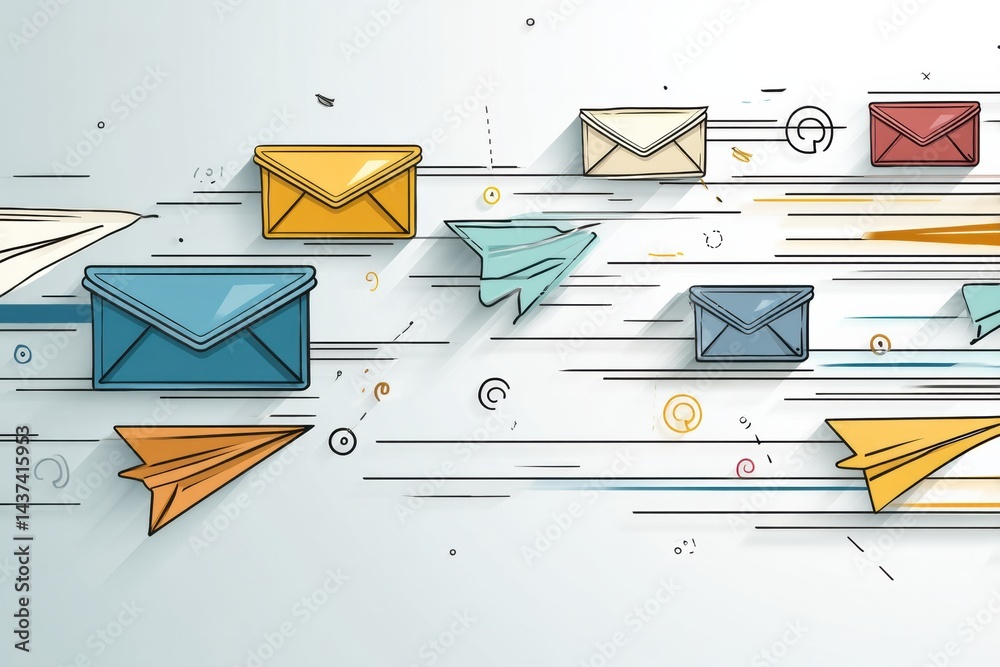 Leinwandbilder Stylized Email Icons Represent Fast Communication in a Dynamic Digital Environment During Modern Connectivity