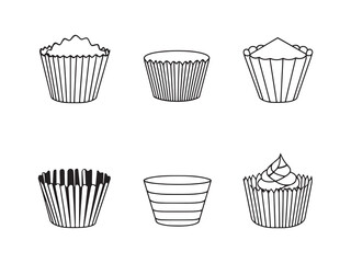 Paper Cupcake Wrappers line art icon vector drawing