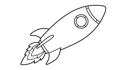 Cartoon Rocket Ship Outline for Childrens Space Themed Coloring Page