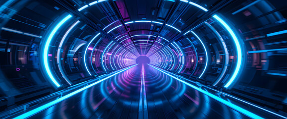 Obraz premium Dynamic abstract tunnel experience futuristic environment digital art vibrant colors immersive perspective