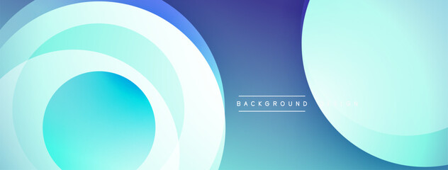 Abstract blue circles overlap, creating layered effect. Gradient shades suggest depth, modern design. Minimalist background suitable for presentations.