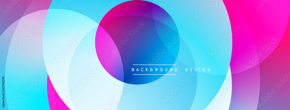 Poster Abstract colorful circles overlap. Gradient shades create modern visual effect. Background design element for projects.