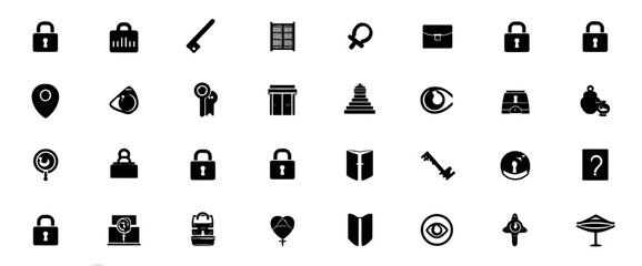 Icon sheet, simple shapes, Unlock icons
