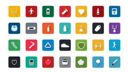 Icon sheet, simple shapes, Virtual Fitness Tracker icons