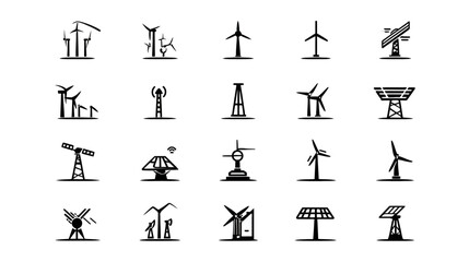 Icon sheet, simple shapes, Wind Turbine icons