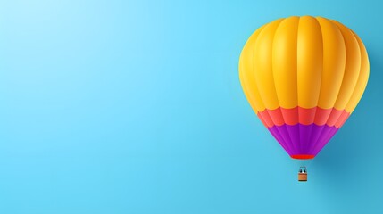 Fototapeta premium Serenely Vibrant Hot Air Balloon Gliding Through a Cascade of Wispy, Cotton-Candy Clouds | Generative AI