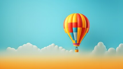 Fototapeta premium Whimsical Hot Air Balloon Flight Over a Kaleidoscope of Clouds Beneath an Infinite Cerulean Sky | Generative AI