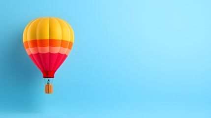 Fototapeta premium Enchanting Hot Air Balloon Journey Amidst Fluffy, Chevron Clouds in a Brilliant Blue Expanse | Generative AI