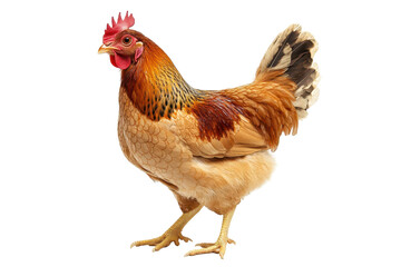 Fototapeta premium Cute poultry chicken bird displayed on white background ideal for farm or animal-related designs