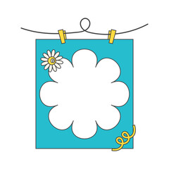 Retro cute flower shape polaroid photo frames background. Doodle frame polaroid border element vector illustration
