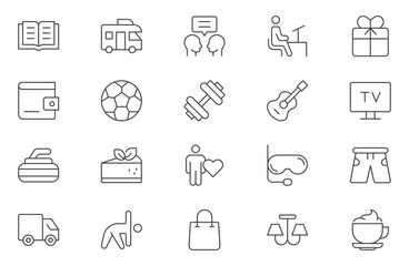 Hobby and Entertainment linear icon collection. Hobby, and Entertainment icons. Thin line icons collection. Vector illustration