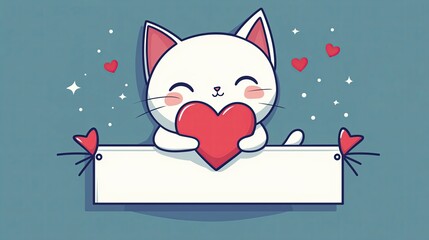 Cute Cartoon Kitten with Big Sparkling Eyes and Playful Expression