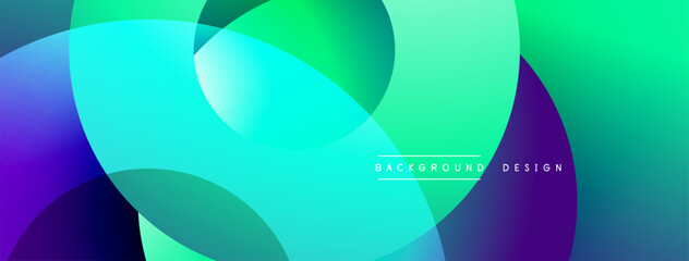 Abstract vibrant overlapping circles create dynamic gradient background. Modern design features smooth color transitions, visual harmony.