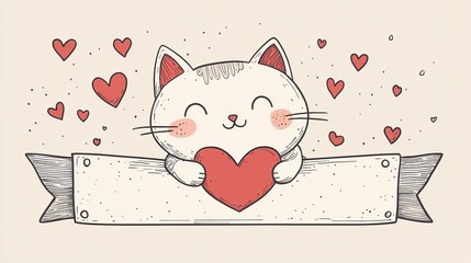 Cute Cartoon Kitten with Big Sparkling Eyes and Playful Expression