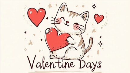 Cute Cartoon Kitten with Big Sparkling Eyes and Playful Expression