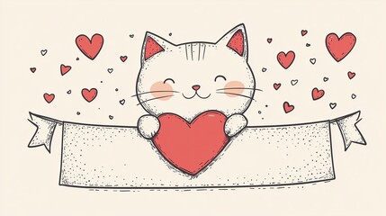 Cute Cartoon Kitten with Big Sparkling Eyes and Playful Expression