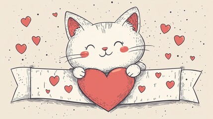 Cute Cartoon Kitten with Big Sparkling Eyes and Playful Expression