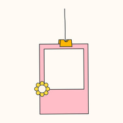 Pop retro cute groovy polaroid photo frames background. Doodle frame polaroid border element vector illustration
