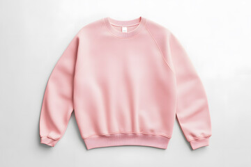 Fototapeta premium Pale peach pink sweatshirt flat lay mockup, isolated on white