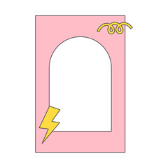 Fototapeta premium Pop retro cute groovy polaroid photo frames background. Doodle frame polaroid border element vector illustration