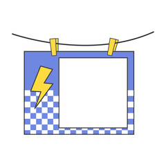 Pop retro cute groovy polaroid photo frames background. Doodle frame polaroid border element vector illustration