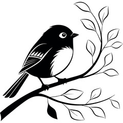Black Bird Silhouettes on Tree Branches