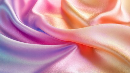 Fototapeta premium Iridescent silk fabric with shifting colors, holographic effect, modern and trendy stock photo