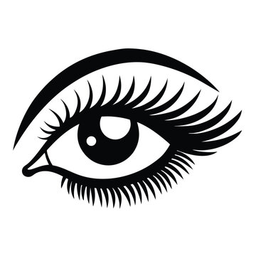 recommend clip art: Stylized Eye Design Bold Black Silhouette of Human Eye with Long Eyelashes Art