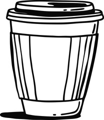 Stylized Coffee Cup Illustration, Outline Takeaway Beverage Container glass cup, Classic Drink Cup Design