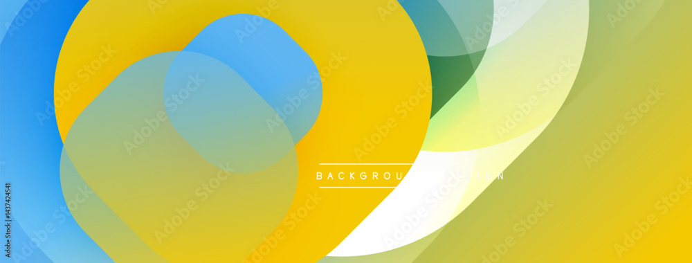 Poster abstract colorful layers overlap. yellow dominates, with blue, green, white accents. modern design, 