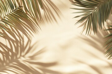 Fototapeta premium Beige background with palm leaf shadows (2)