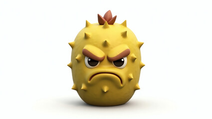 A cactus-shaped emoji with a grumpy face: furrowed brow, scowling mouth, tiny lines indicating prickles around the edges