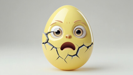 A cracked egg-shaped emoji (with a jagged crack across it) showing a startled expression