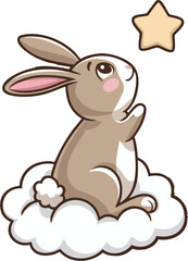 Bunny on Cloud Holding Star