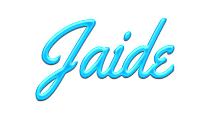 Obraz premium Glowing blue effect of name Jaide on white background.